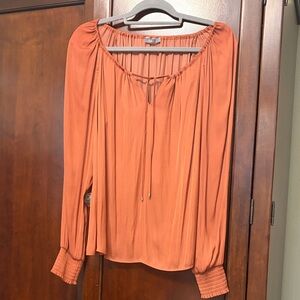 Tart Terracotta Blouse with Gathered Sleeves
